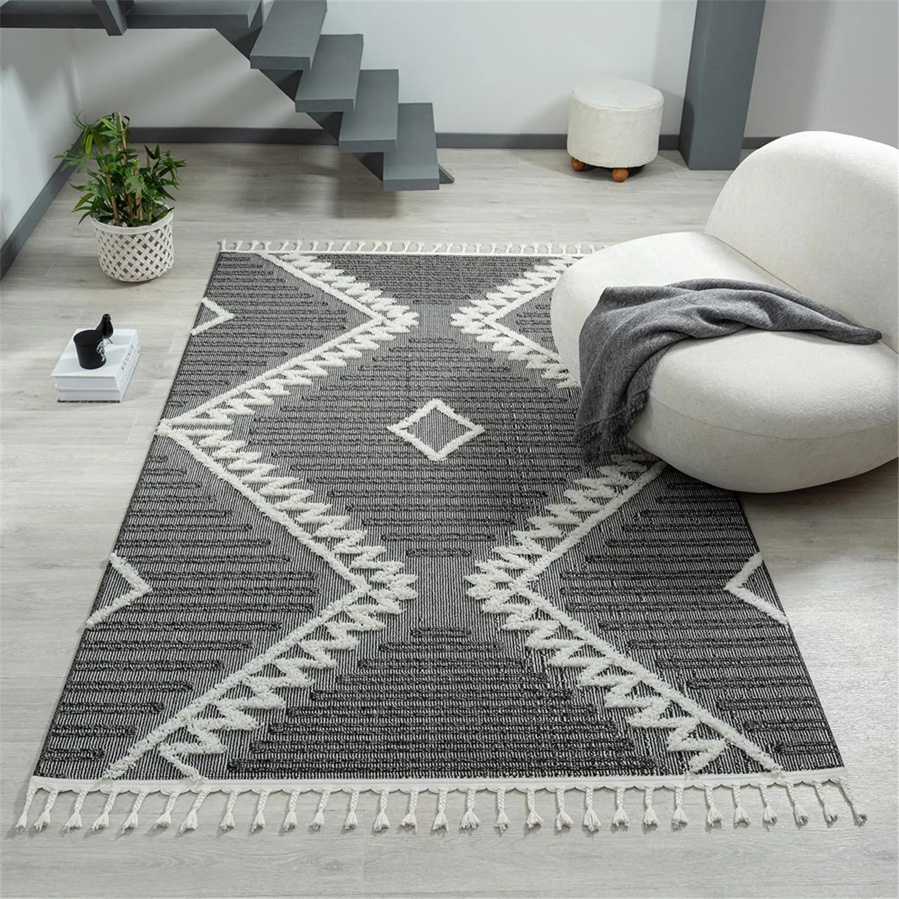 Geometric Design Turkish Rug 544 Ash