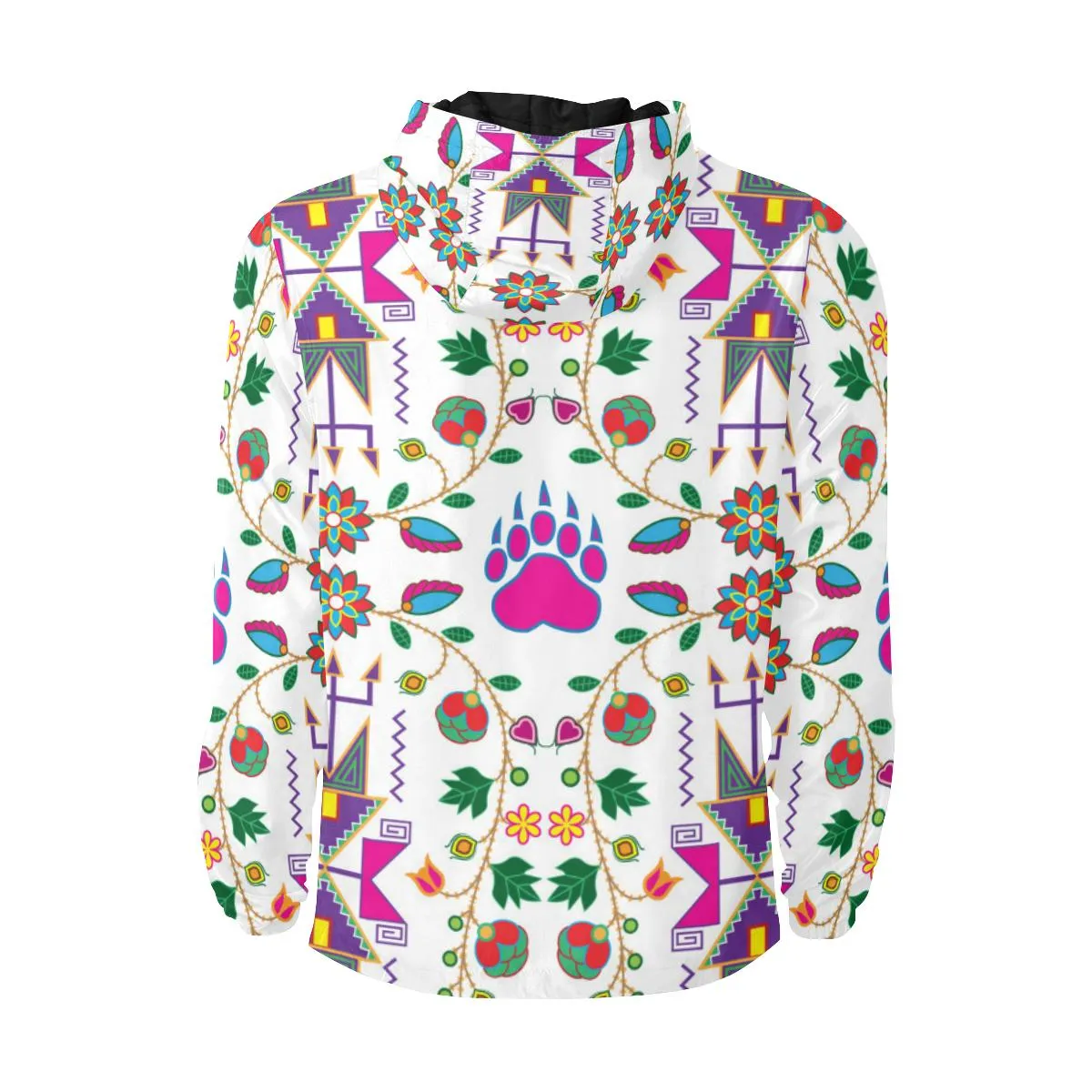 Geometric Floral Fall - White Unisex Quilted Coat