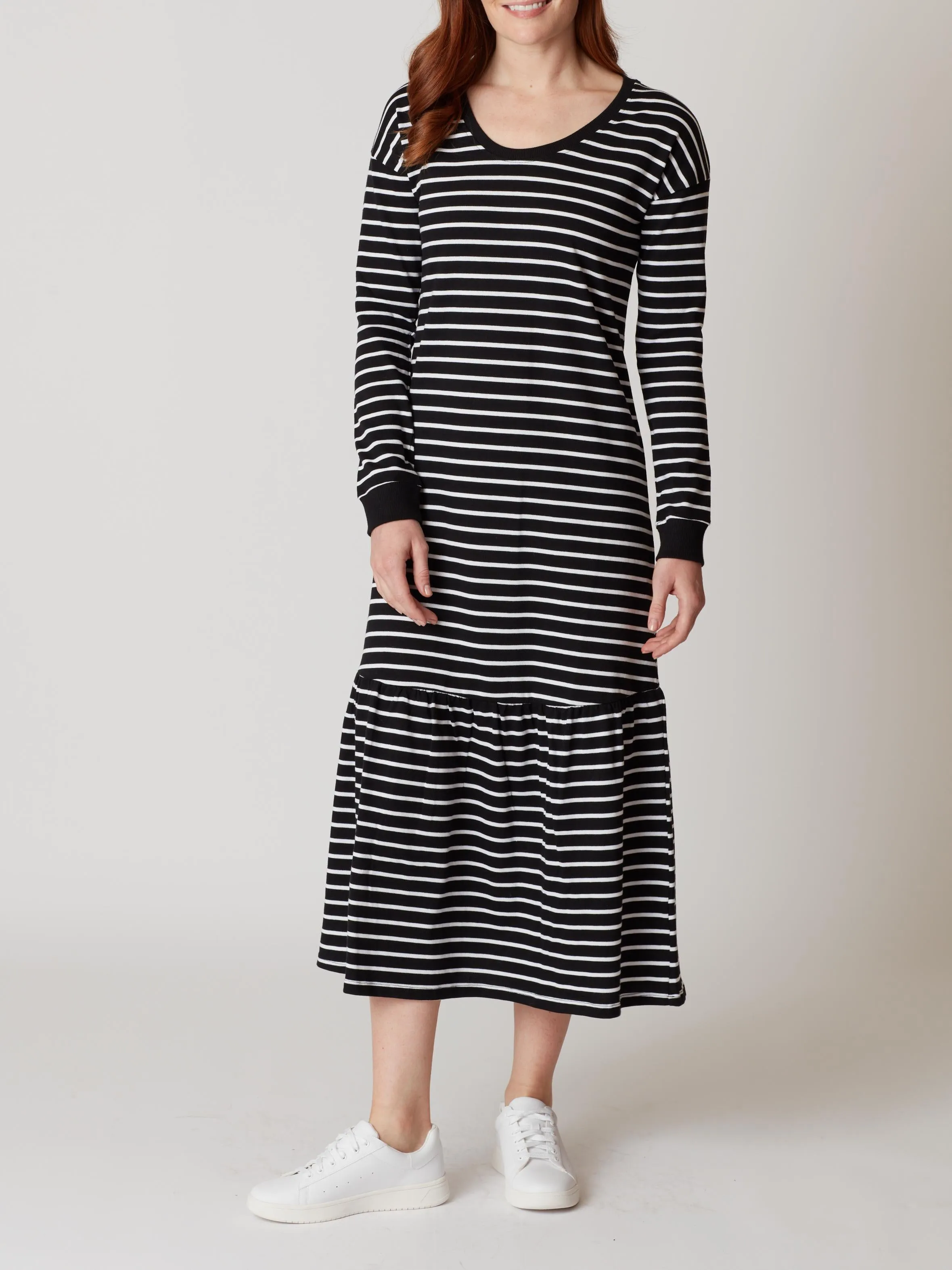 Gianna Striped Cotton Midi Dress