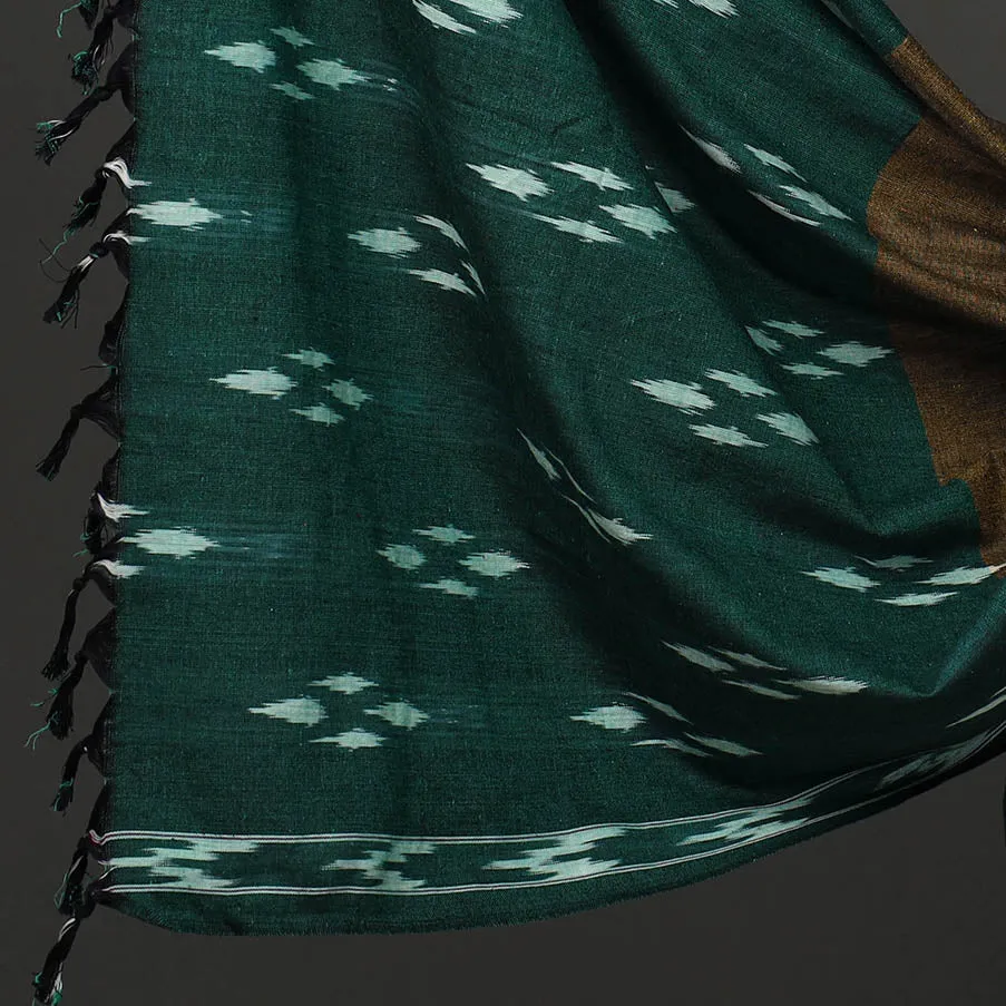 Green - 3pc Cotton Handloom Pochampally Ikat Dress Material 16