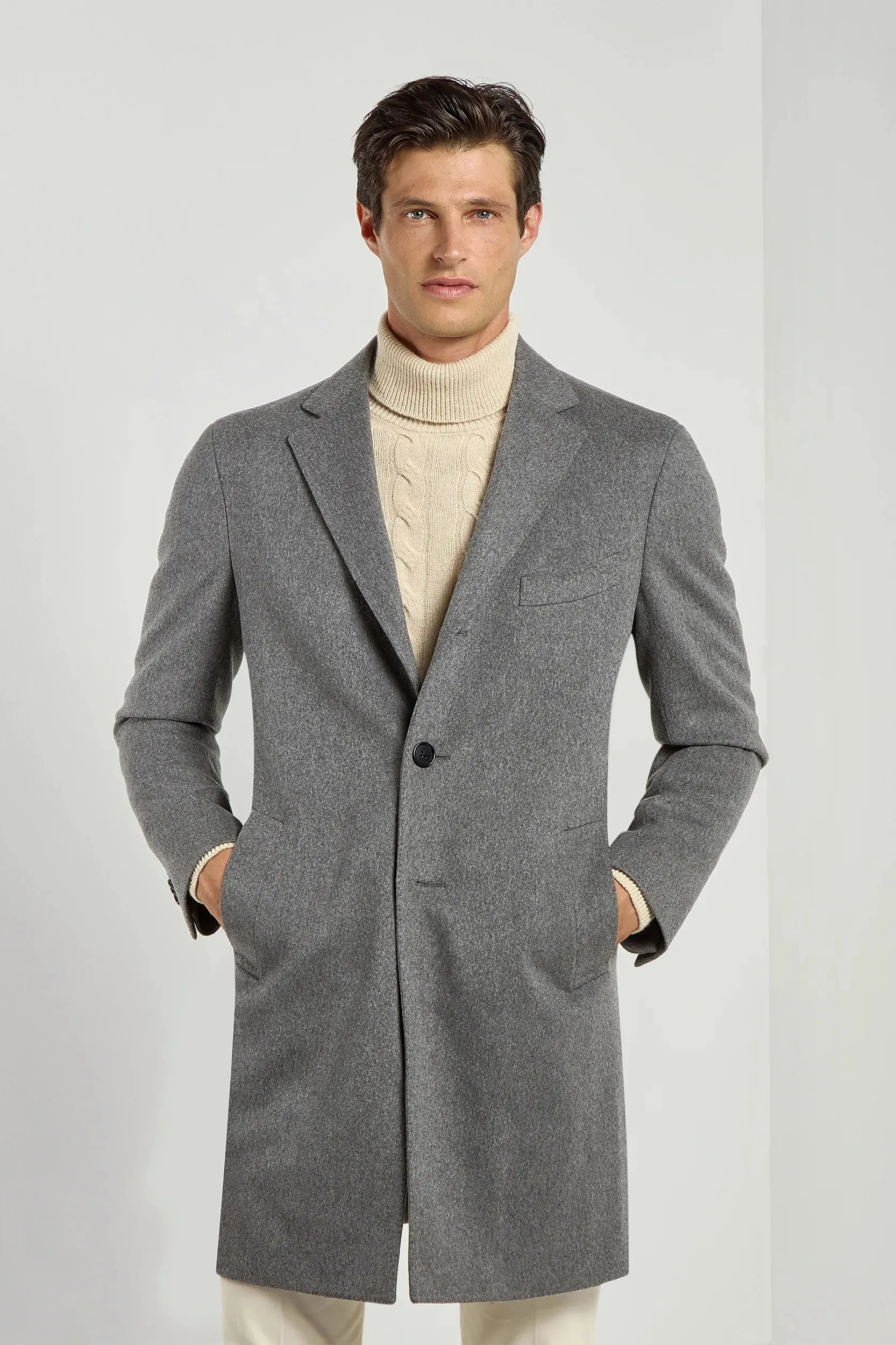 Grey coat in Loro Piana wool – Made in Italy