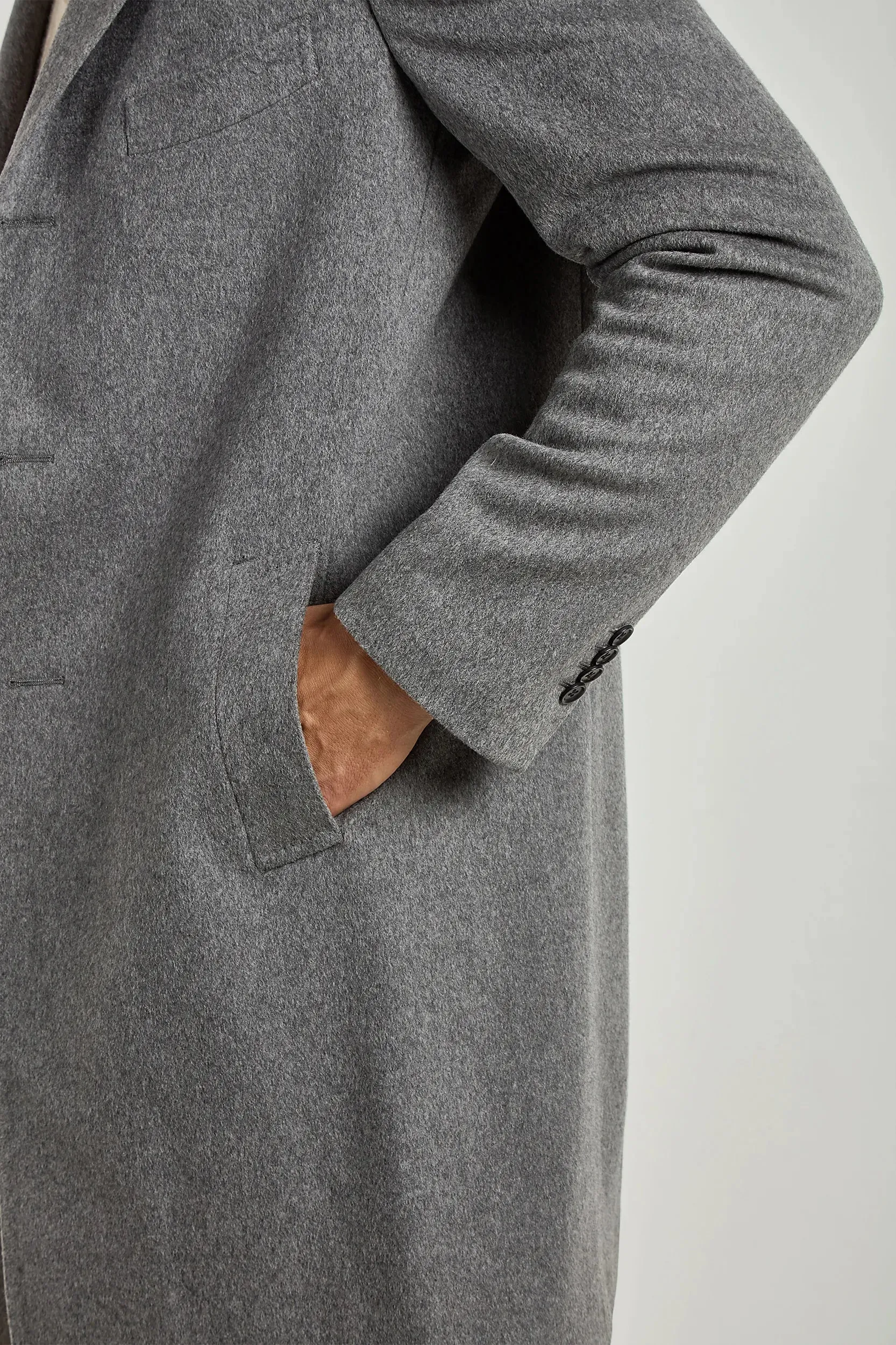 Grey coat in Loro Piana wool – Made in Italy