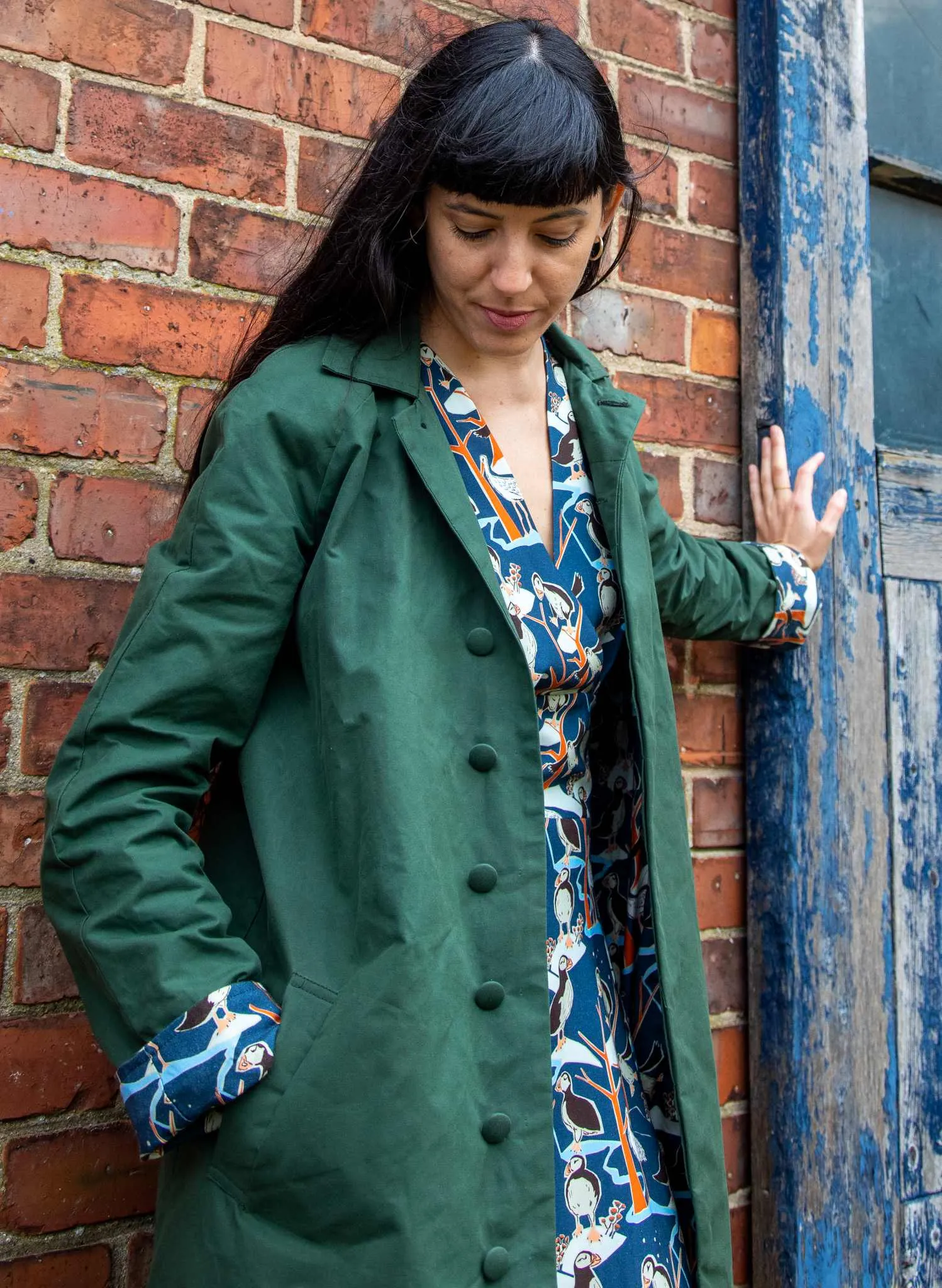 Heritage - Dark Green Trench Coat Puffin Lining