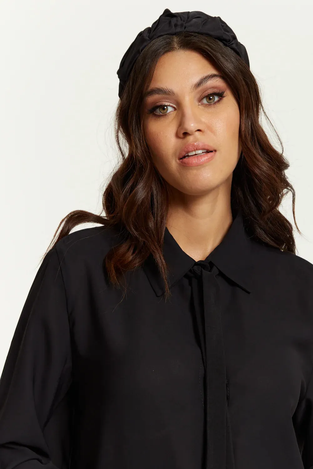 Hoxton Gal Oversized Tie Detailed Shirt Tunic