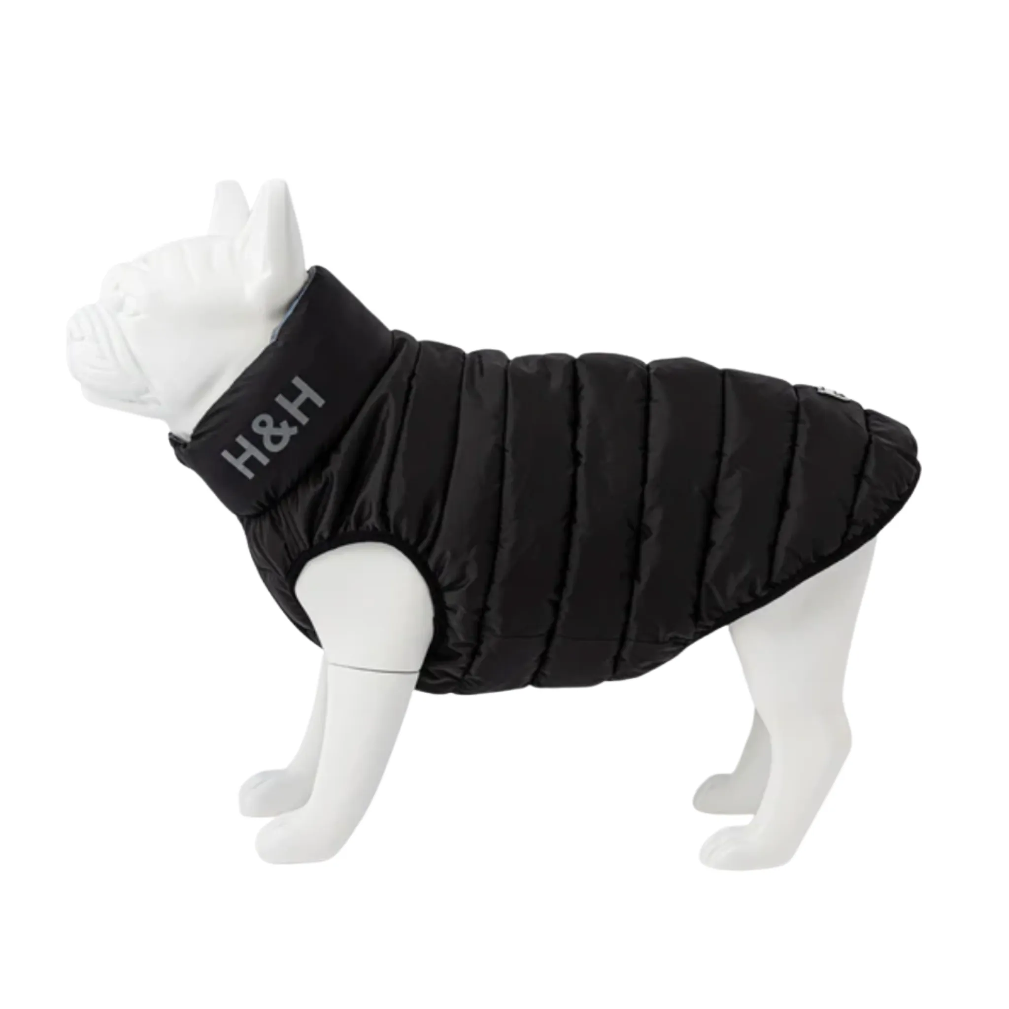 Hugo & Hudson Dog Puffer Jacket Reversible Black & Grey