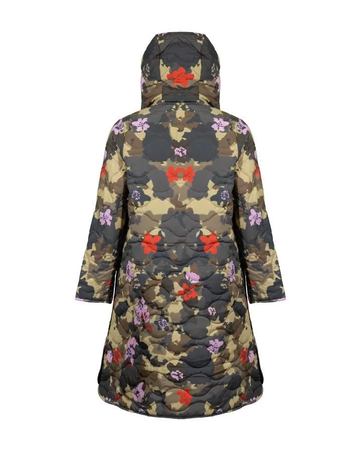 Ilse Jacobsen Long Quilted Hooded Print Coat