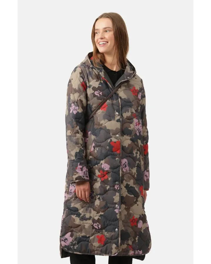 Ilse Jacobsen Long Quilted Hooded Print Coat