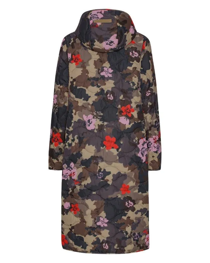 Ilse Jacobsen Long Quilted Hooded Print Coat