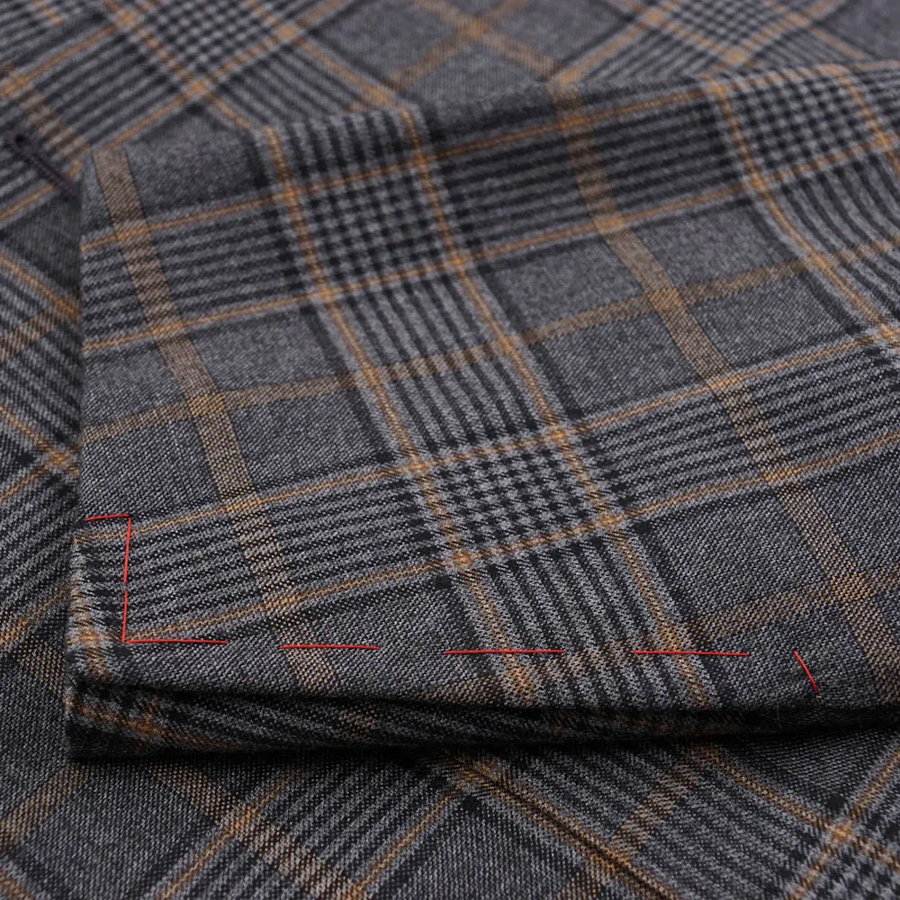 Isaia Gray and Tan Check 140s Wool Sport Coat