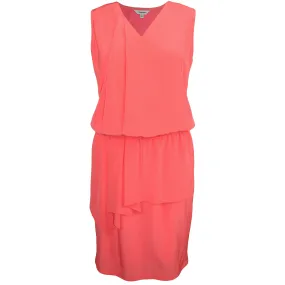 J. Peterman Women's Silk Blouson Sleeveless Dress in Coral