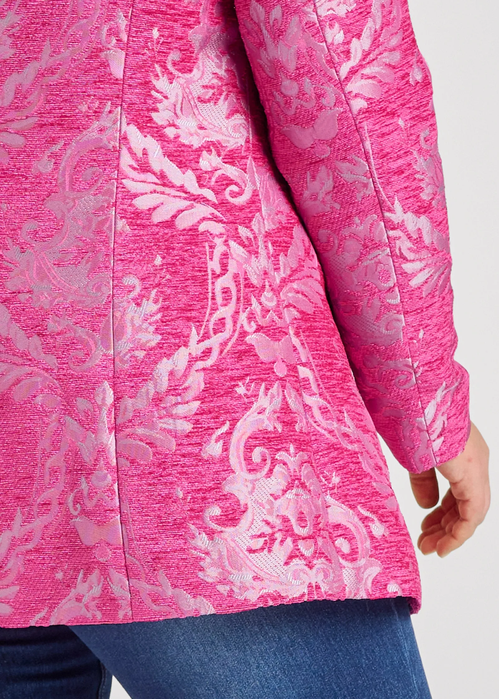 Jacquard Paisley Blazer - Pink & Silver