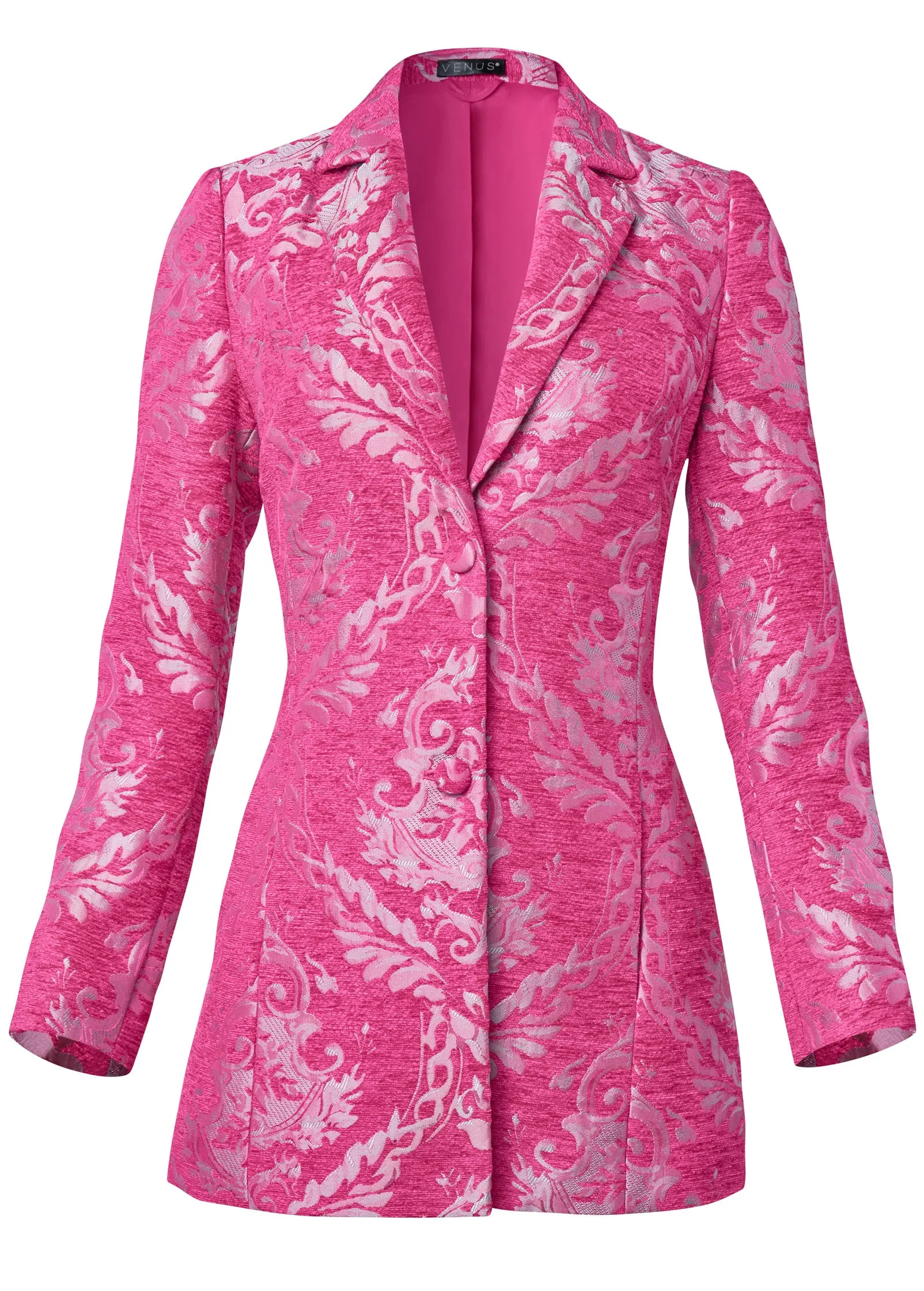 Jacquard Paisley Blazer - Pink & Silver