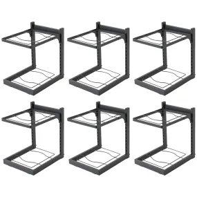 Kuber Industries 2-Layer Pots and Pans Organiser Rack|Kitchen Organization And Storage|Adjustable Pot Lid Holder Rack|Home Kitchen Accessories Pack of 6 (Black)