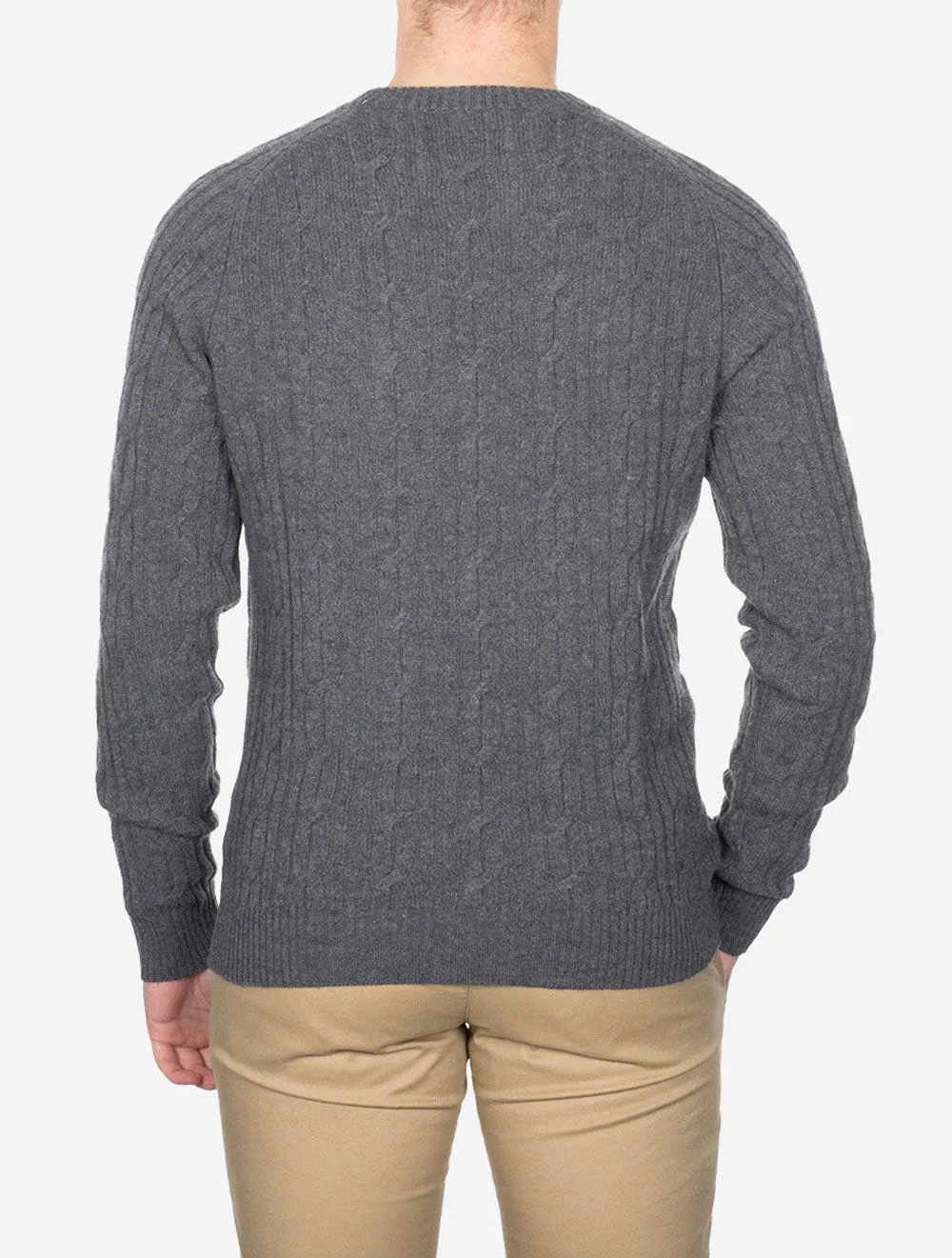 Lambswool Cable Crew Neck Antracite Melange