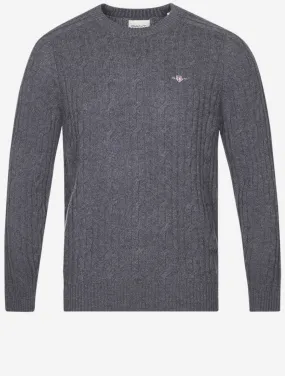 Lambswool Cable Crew Neck Antracite Melange