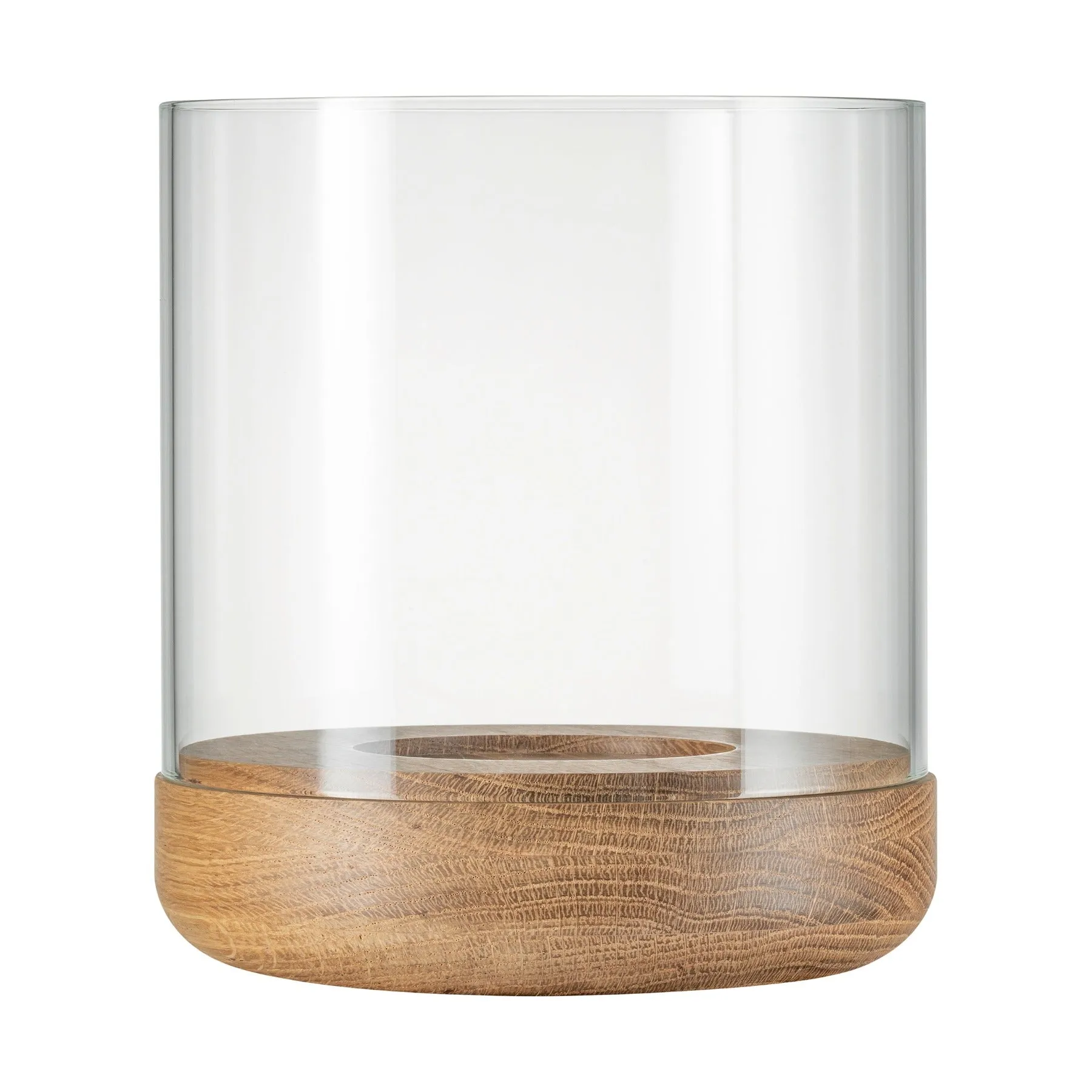 LANTO Hurricane Lamp With Wood Base