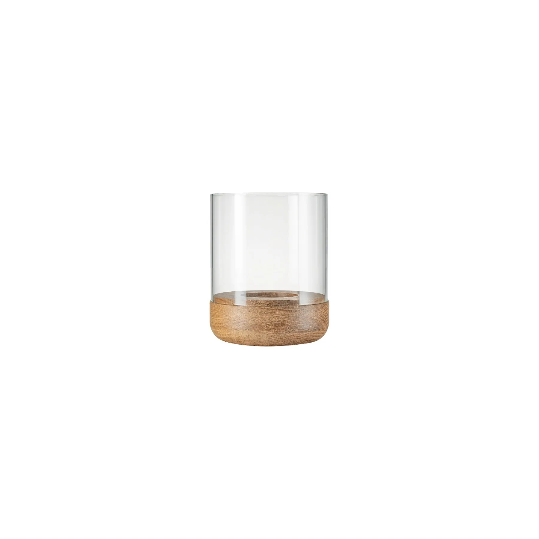 LANTO Hurricane Lamp With Wood Base