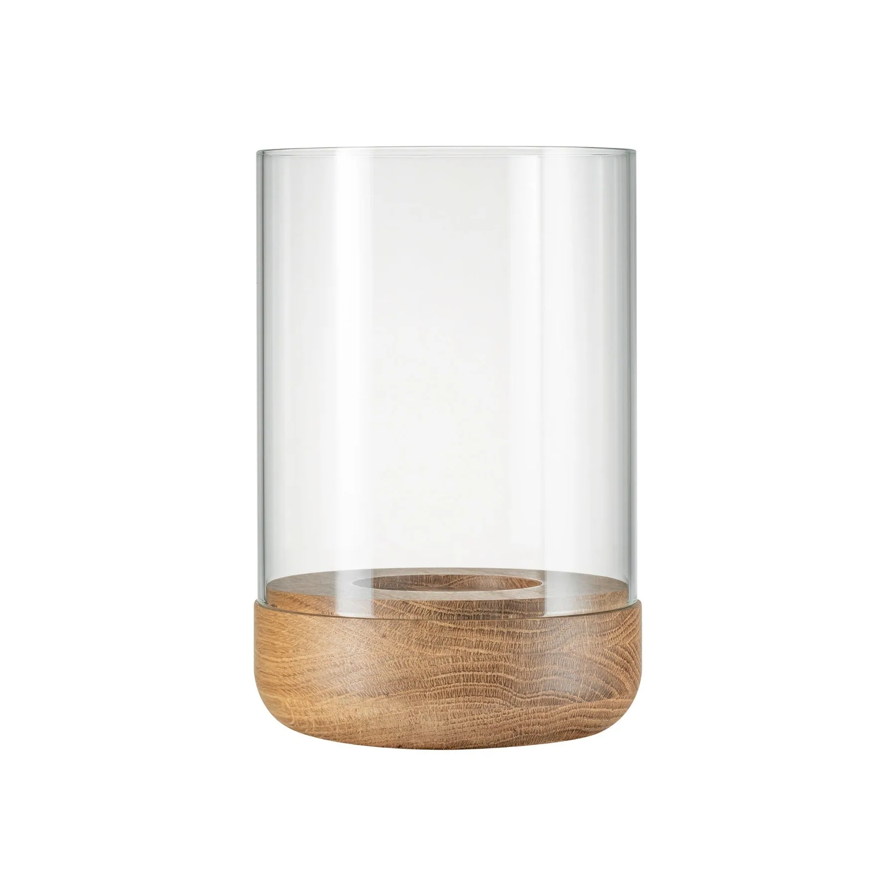 LANTO Hurricane Lamp With Wood Base