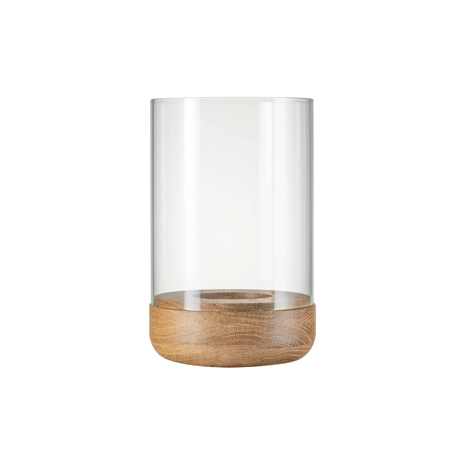 LANTO Hurricane Lamp With Wood Base