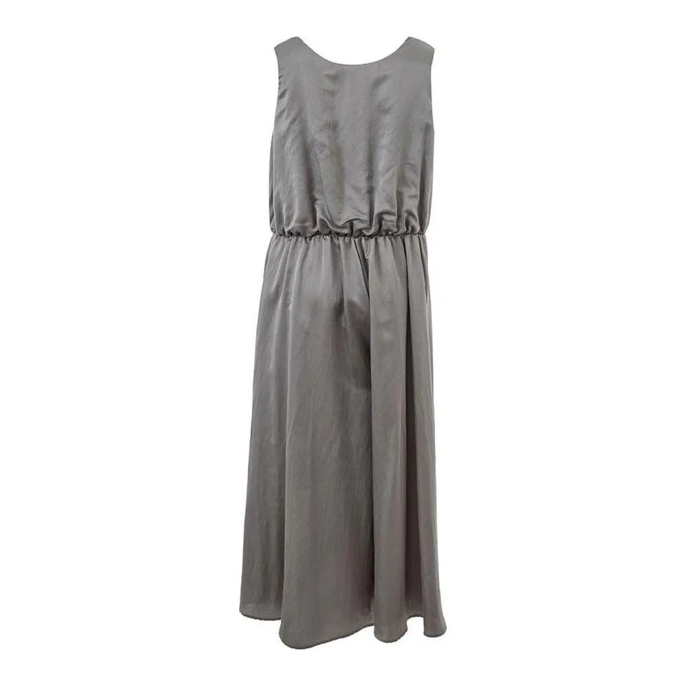 Lardini Elegant Silk Gray Dress - Timeless Elegance