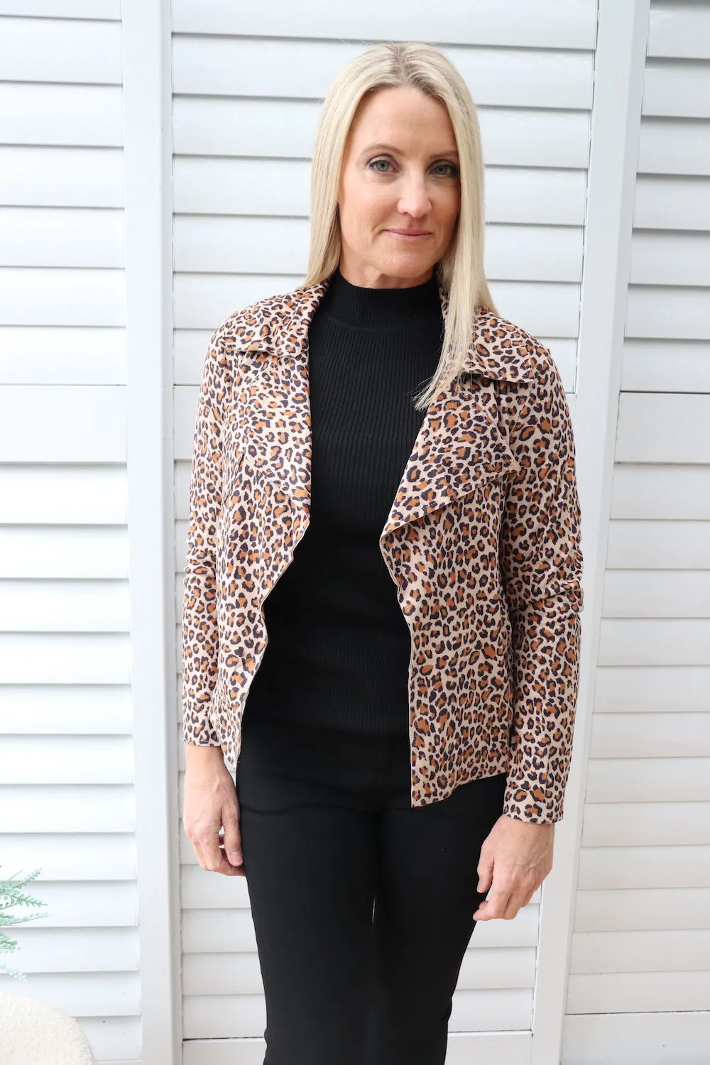 Leopard Faux Suede Jacket