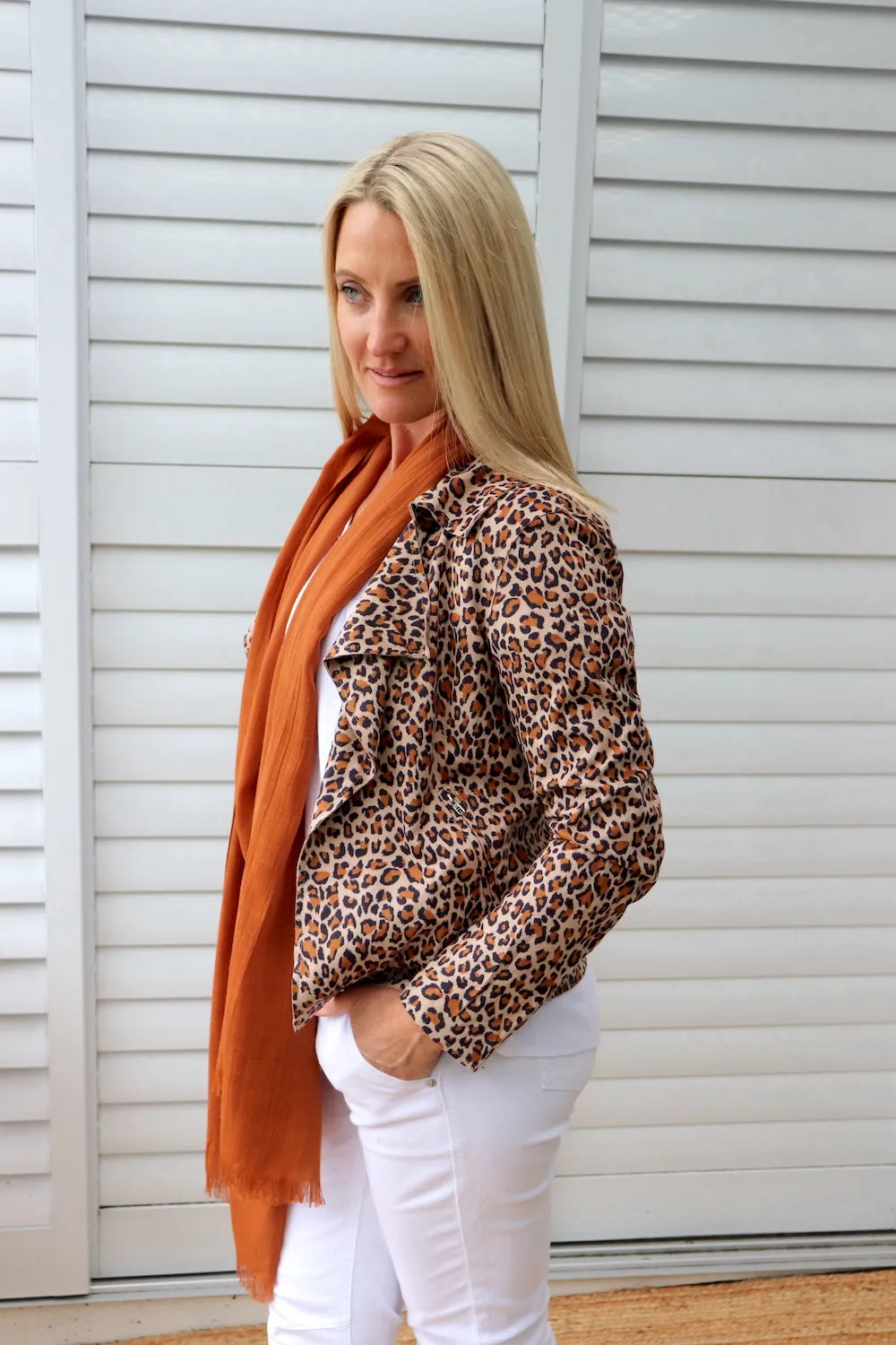 Leopard Faux Suede Jacket