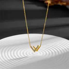 Letter W Party Diamond Pendant Necklace