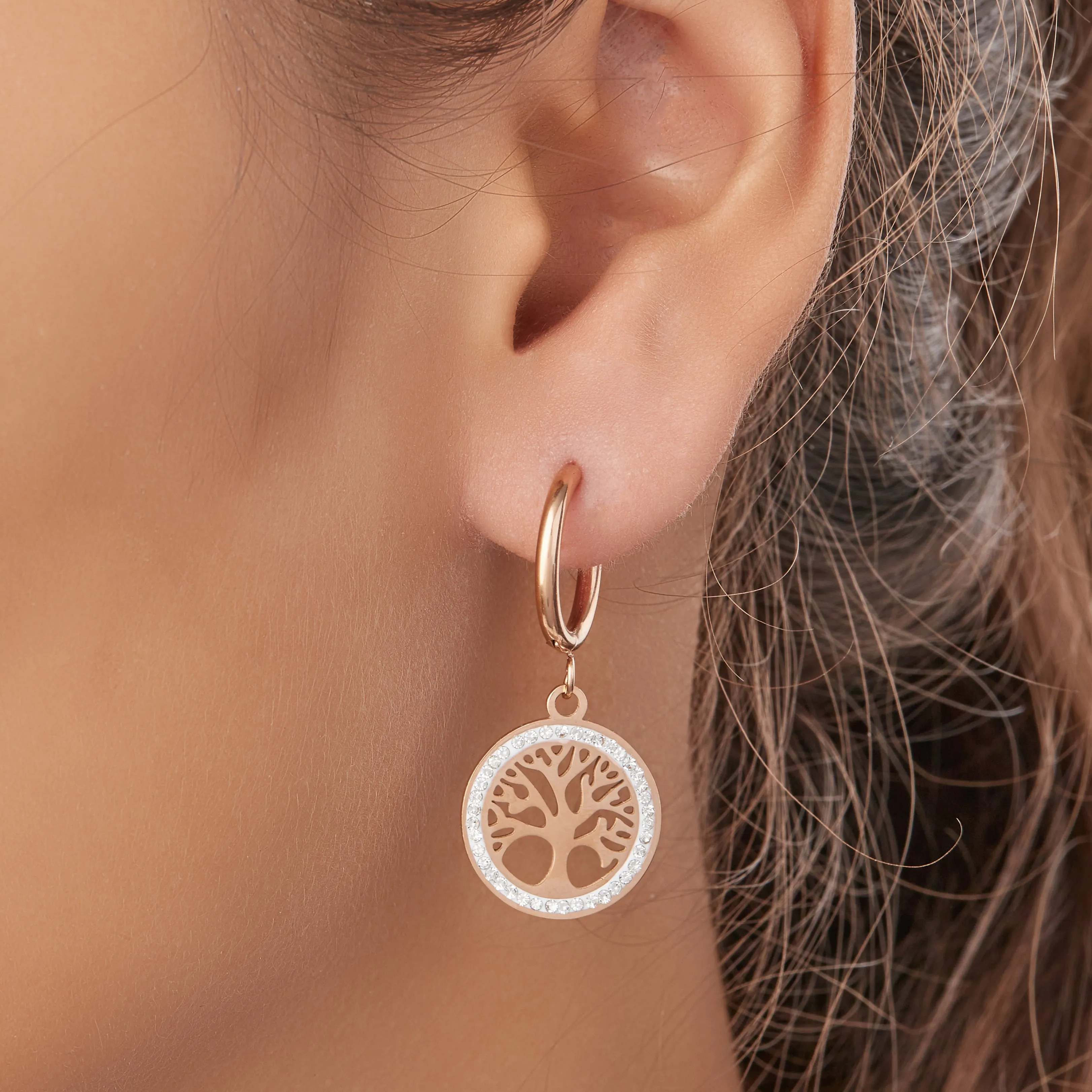 Life Tree Diamond Earrings For Women