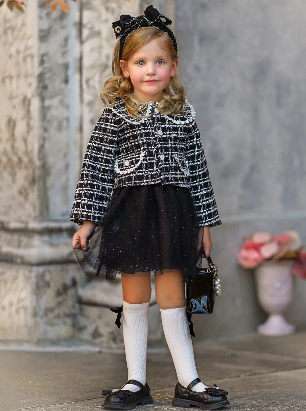 Little VIP Tweed Tutu Dress and Blazer Set