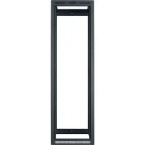 Lowell Mfg Enclosed Equipment Rack-40U, 32in Deep, 2pr Adj Rails, Rear Door, Blk