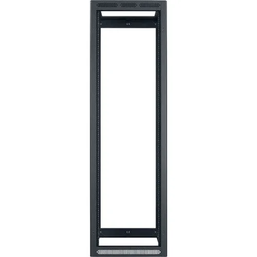 Lowell Mfg Enclosed Equipment Rack-40U, 32in Deep, 2pr Adj Rails, Rear Door, Blk