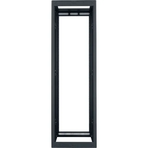 Lowell Mfg Enclosed Equipment Rack-40U, 32in Deep, 2pr Adj Rails, Rear Door, Blk