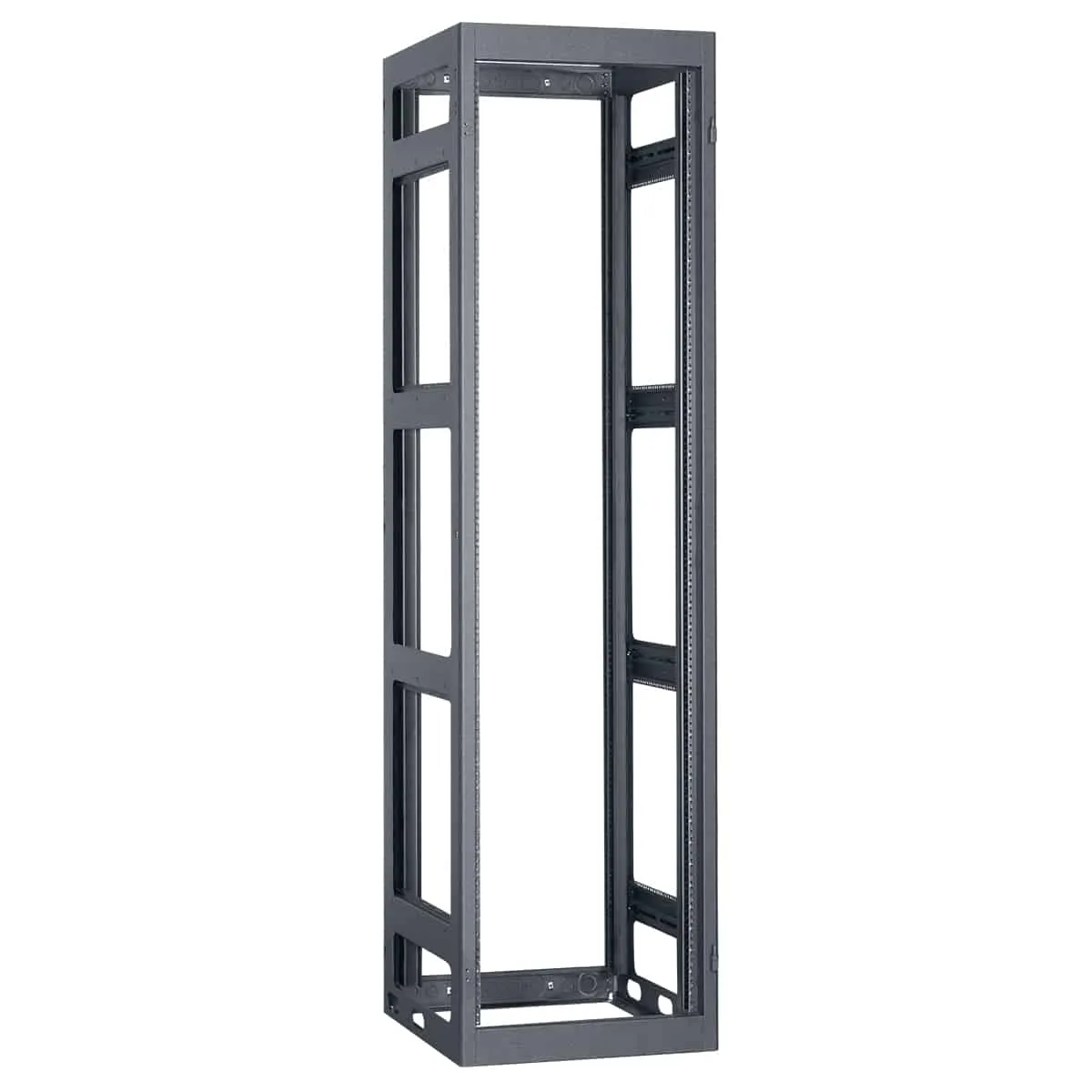 Lowell Mfg Equipment Rack-Narrow-Gangable-40U, 36in Deep, 2pr Rails, Rear Door