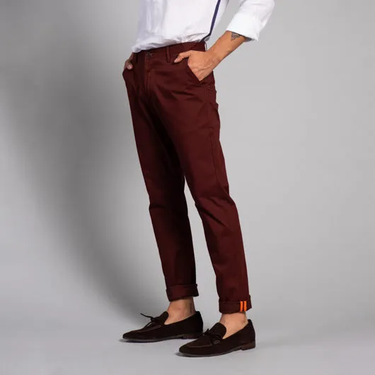 Mahogany Timber Burgundy Cotton Chinos