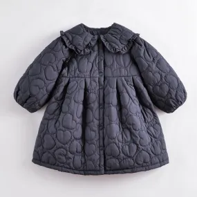 MARC & JANIE Girls Lace Peter Pan Collar Quilted Coat 221588