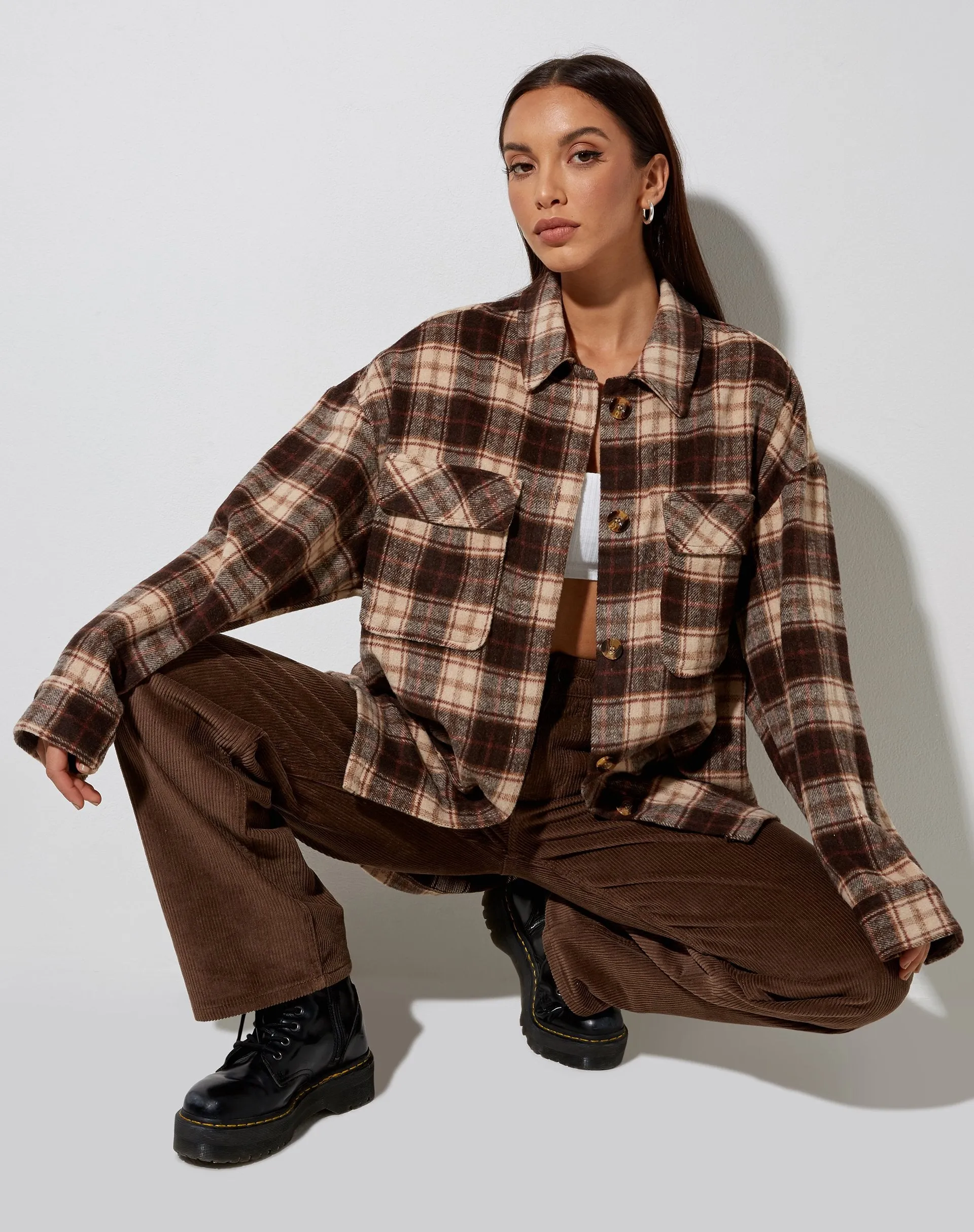 Marcella Shirt in Brown and Cream Check