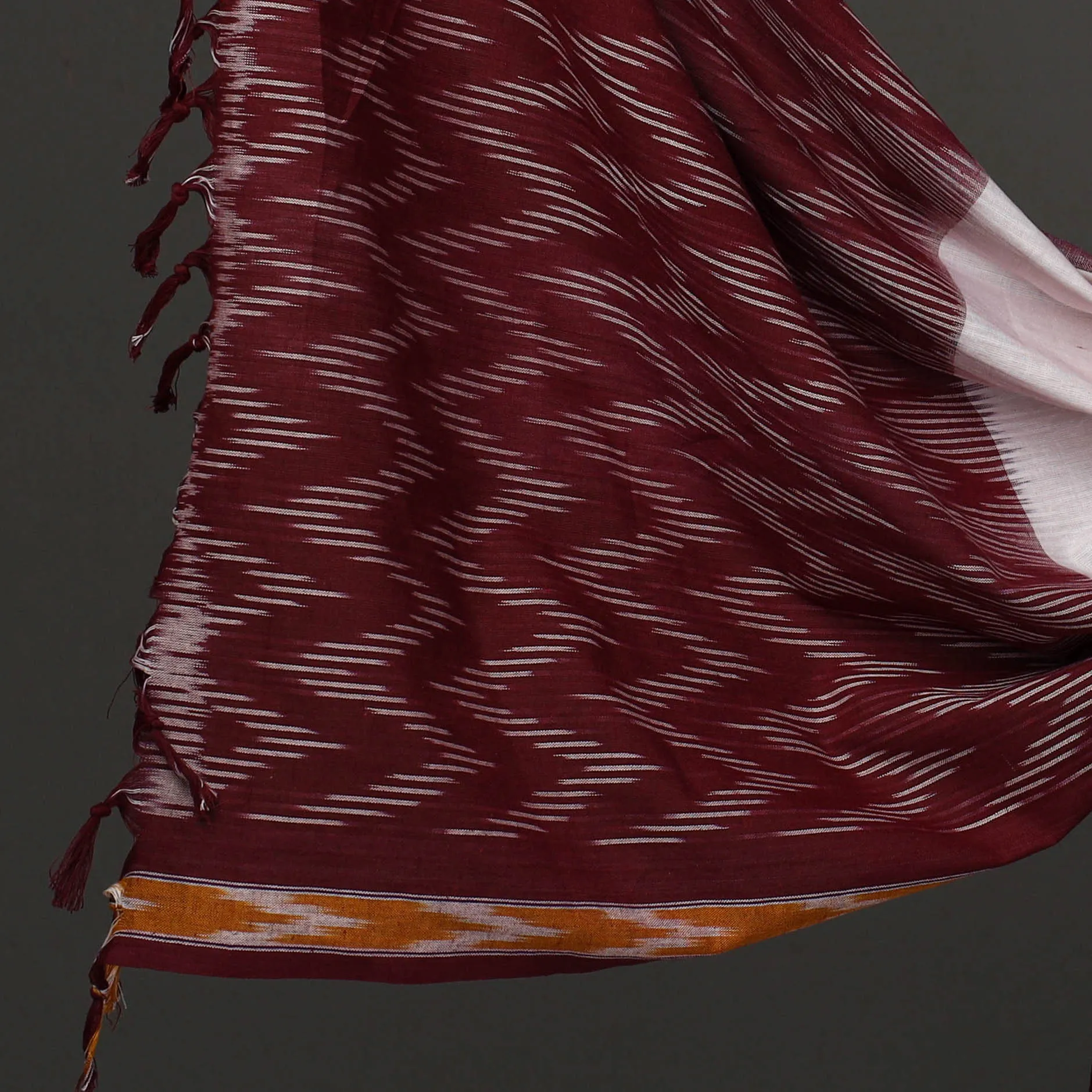 Maroon - 3pc Cotton Handloom Pochampally Ikat Dress Material 19