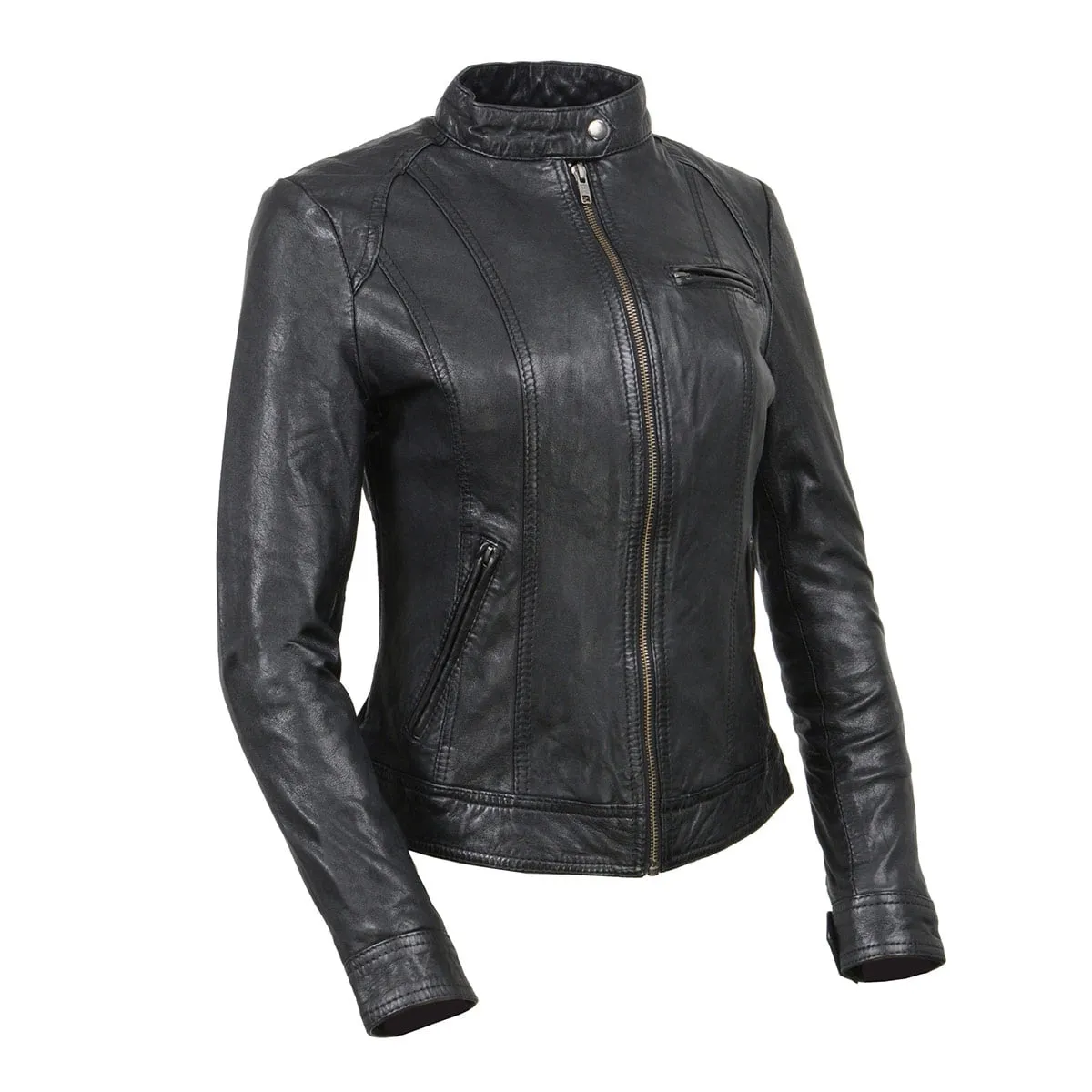 Milwaukee Leather Vintage SFL2811 Women's Black Zipper Front Motorcycle Casual Fashion Leather Jacket