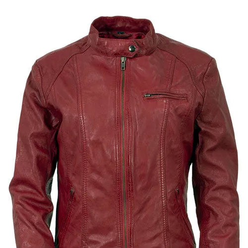 Milwaukee Leather Vintage SFL2811 Women's Red Zipper Front Motorcycle Casual Fashion Leather Jacket