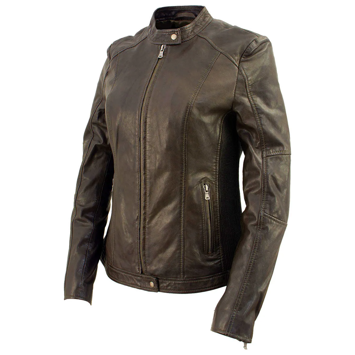 Milwaukee Leather Vintage SFL2813 Women's Brown Leather Moto Style