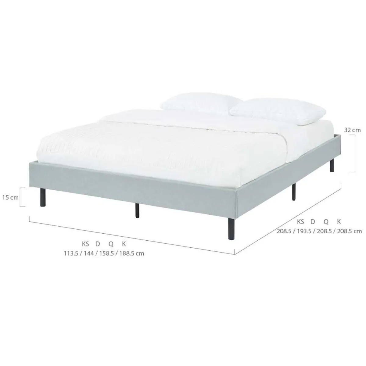 Modern Minimalist Stone Grey Bed Base Frame King