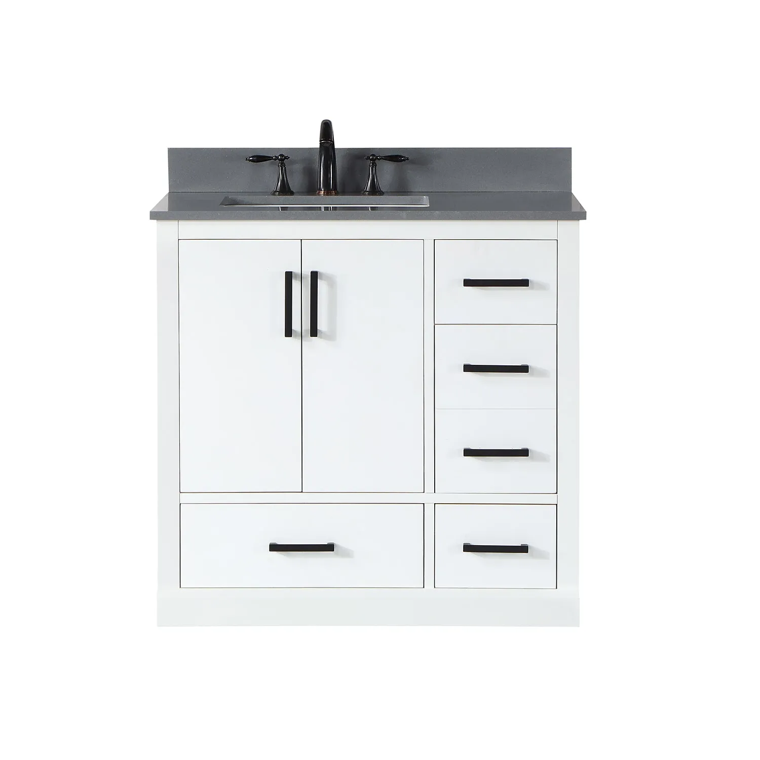 Monna 36" Single Bathroom Vanity Set with Aosta White Composite Stone Countertop