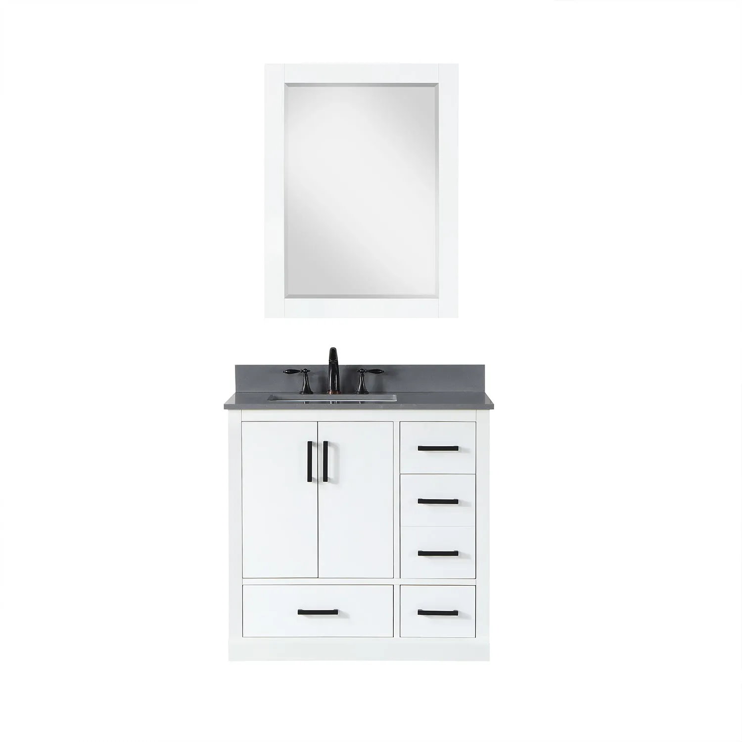 Monna 36" Single Bathroom Vanity Set with Aosta White Composite Stone Countertop