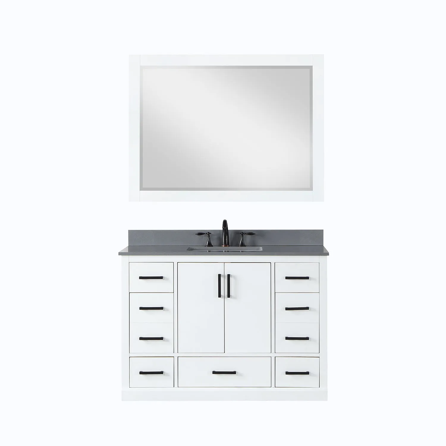 Monna 48" Single Bathroom Vanity Set with Aosta White Composite Stone Countertop