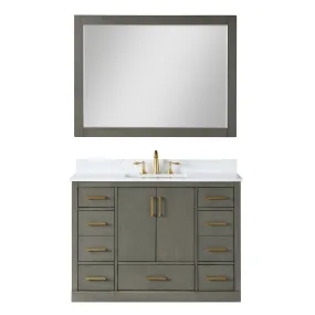 Monna 48" Single Bathroom Vanity Set with Aosta White Composite Stone Countertop