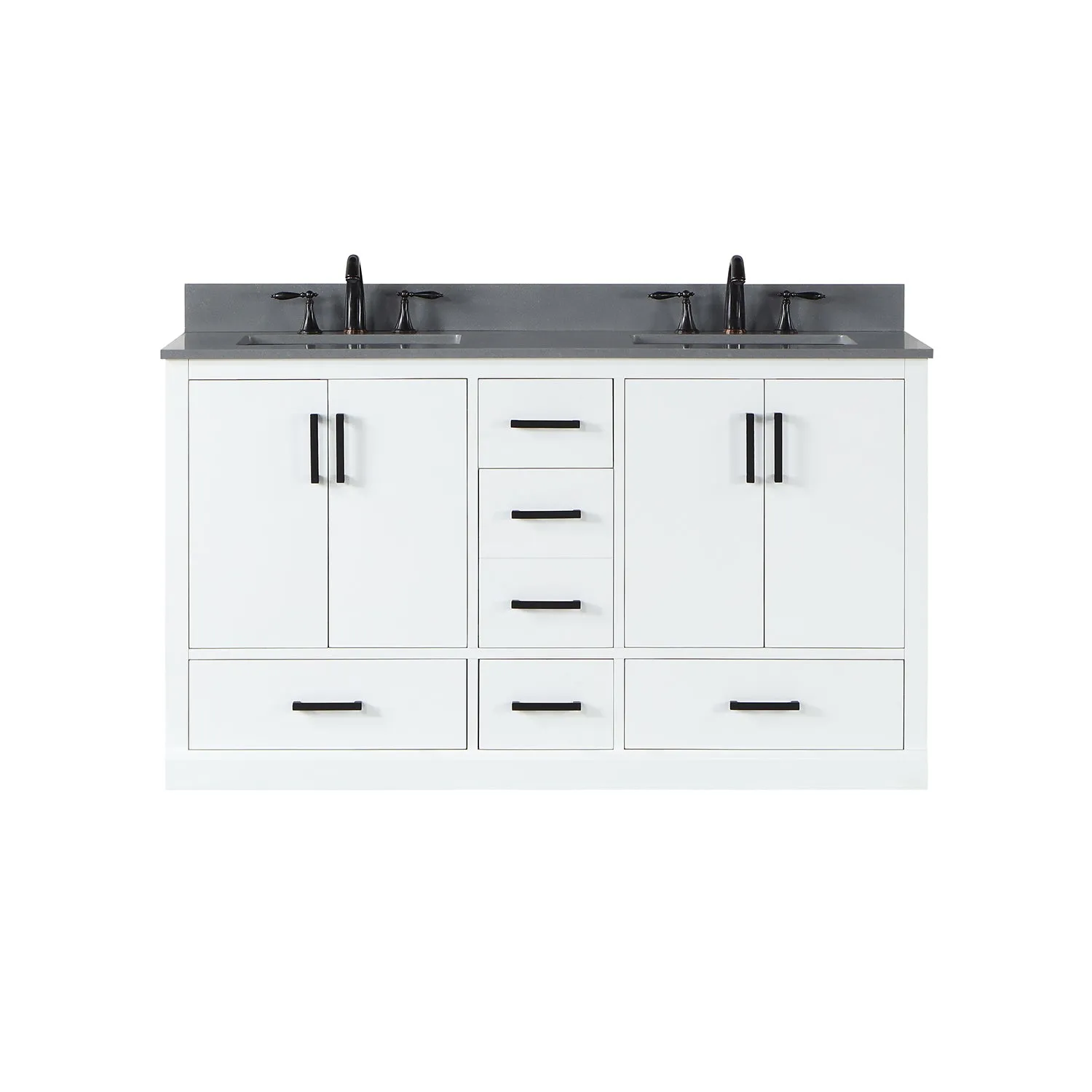 Monna 60" Double Bathroom Vanity Set with Aosta White Composite Stone Countertop