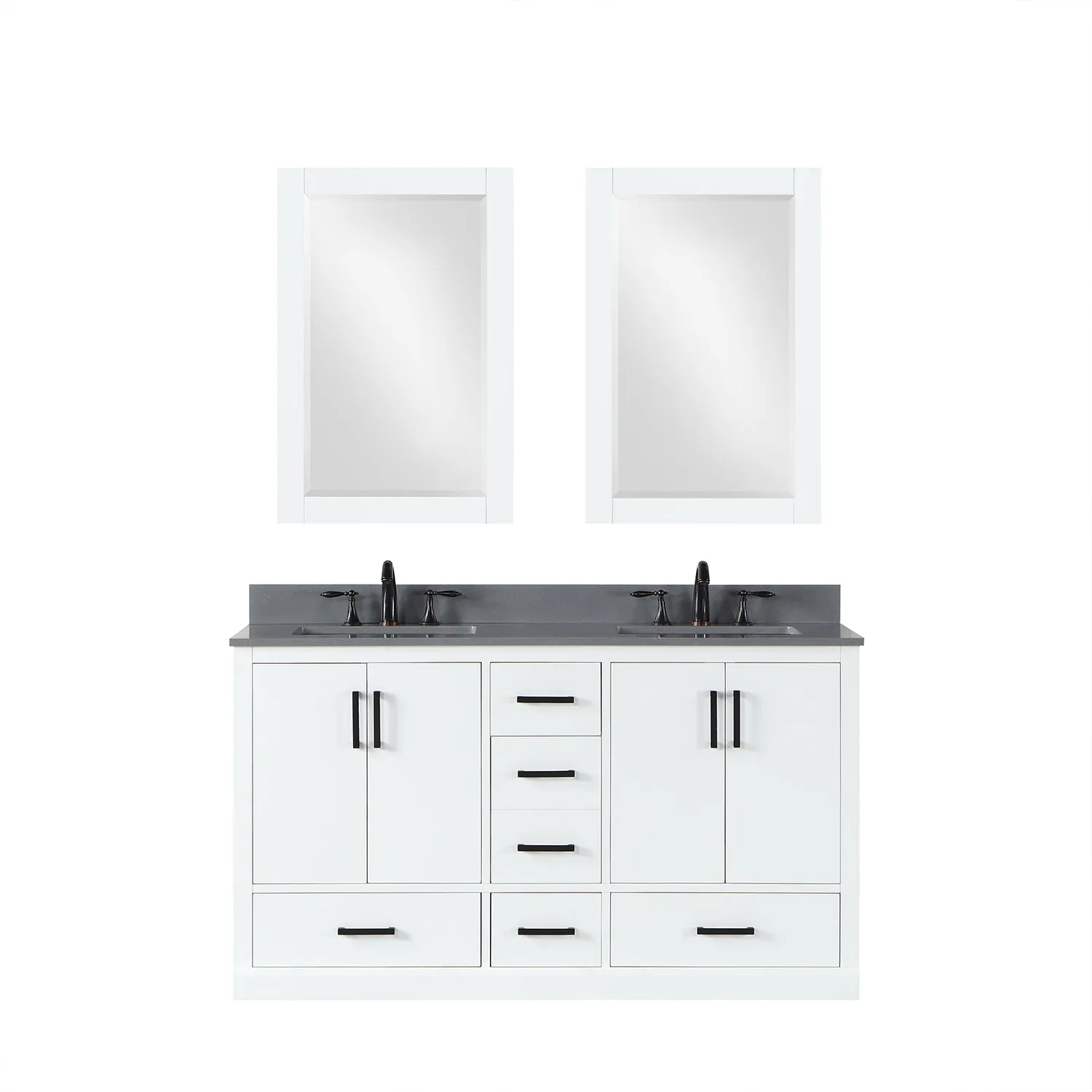 Monna 60" Double Bathroom Vanity Set with Aosta White Composite Stone Countertop