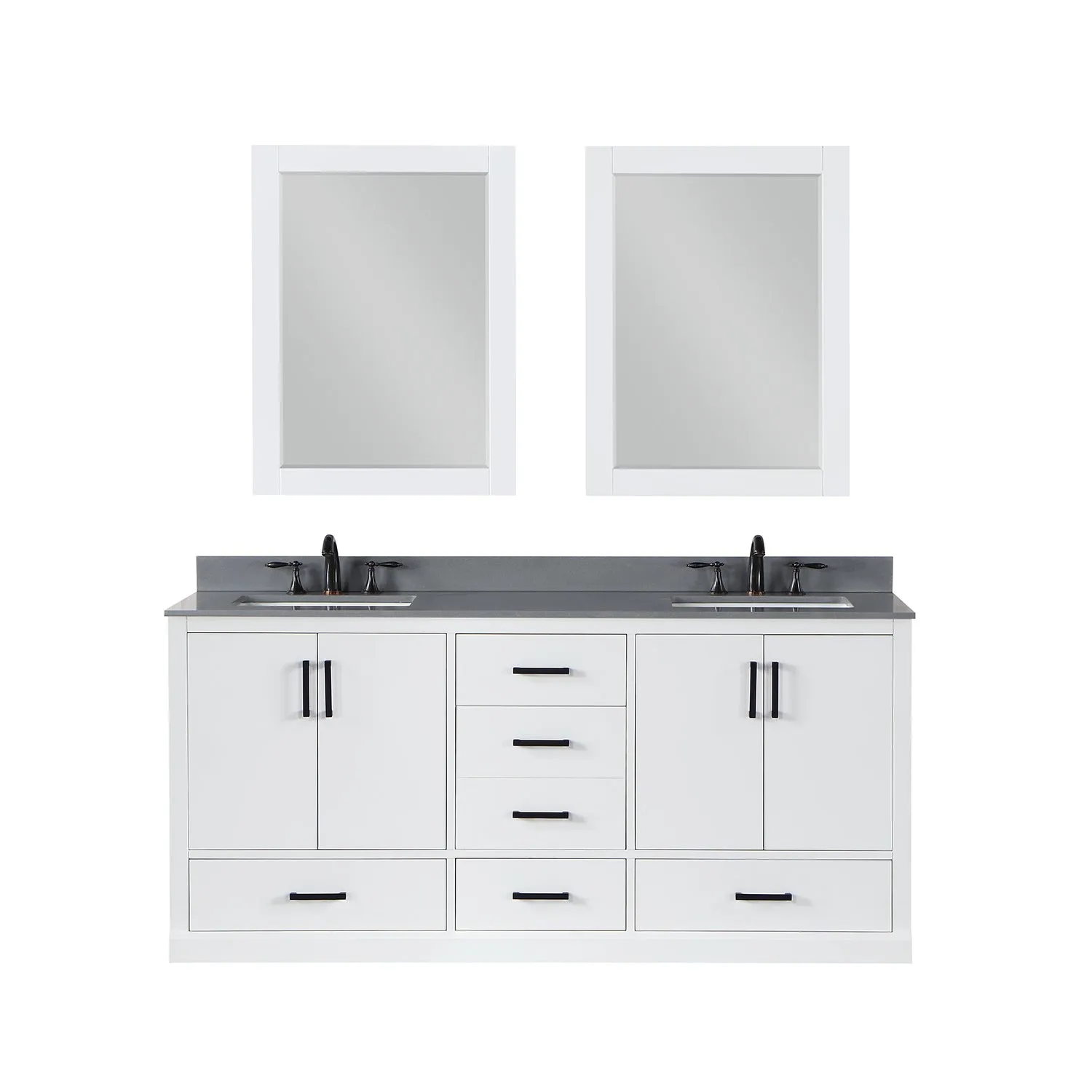 Monna 72" Double Bathroom Vanity Set with Aosta White Composite Stone Countertop