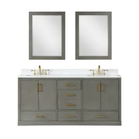 Monna 72" Double Bathroom Vanity Set with Aosta White Composite Stone Countertop