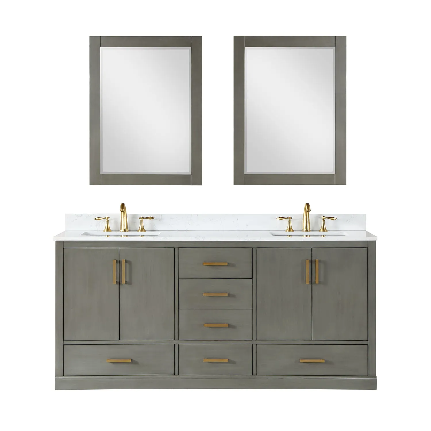 Monna 72" Double Bathroom Vanity Set with Aosta White Composite Stone Countertop